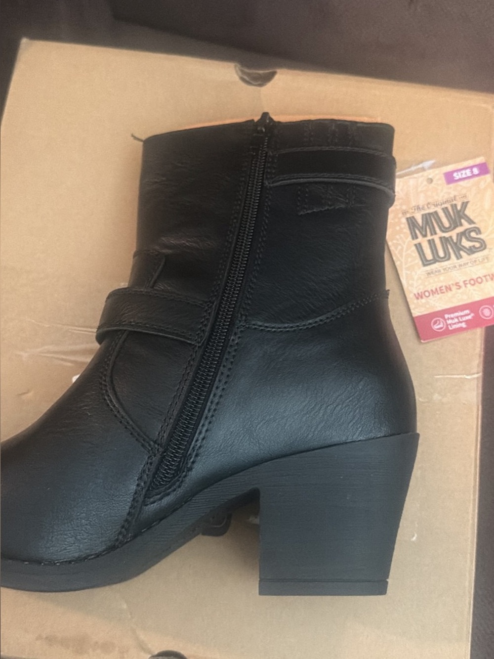 Muk Luks Black Women's Ankle Boot with Side Zip 8